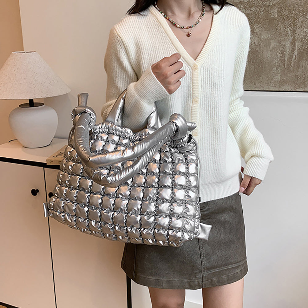 Silver Solid Swagger Shoulder Bag