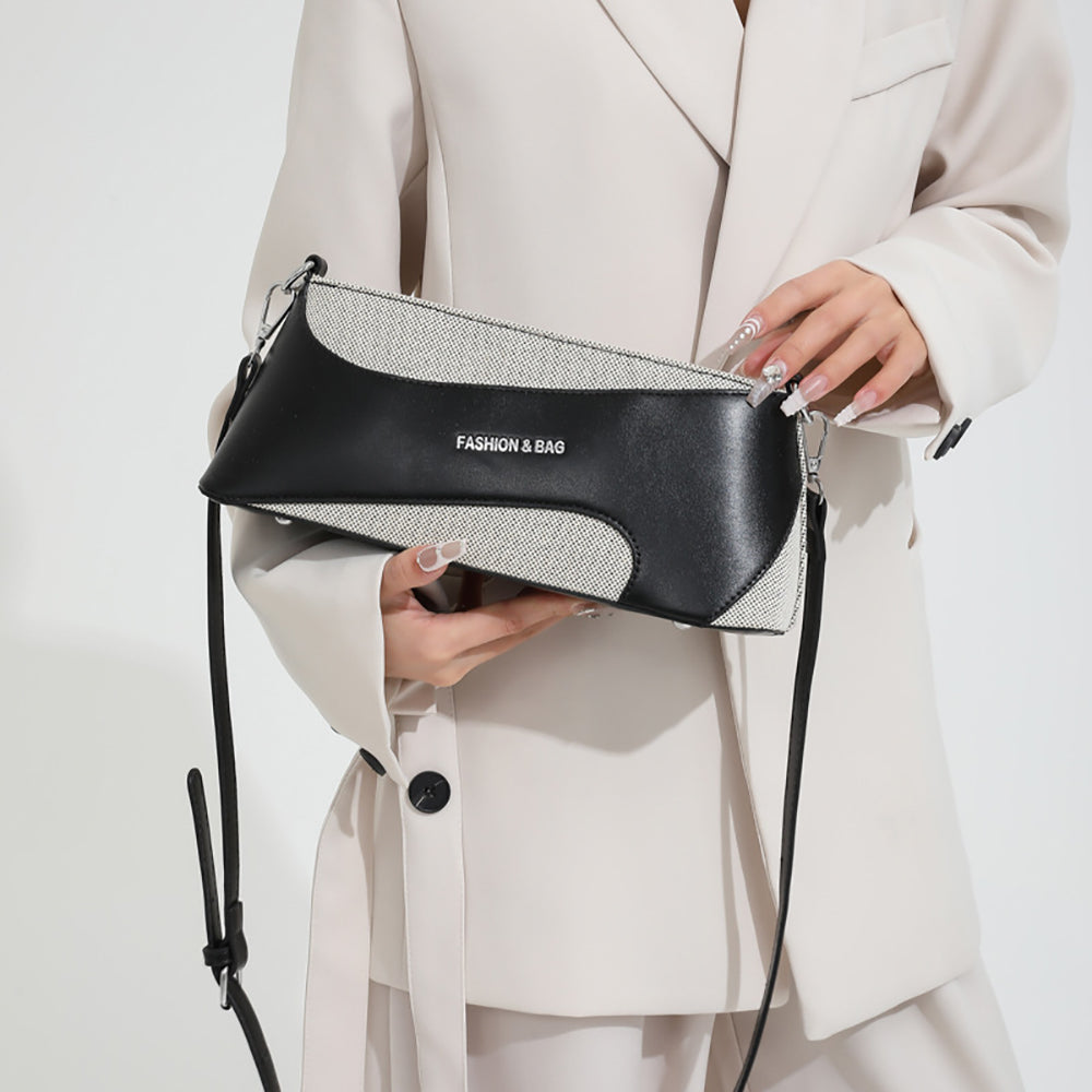 Black Solid One Handle Shoulder Bag