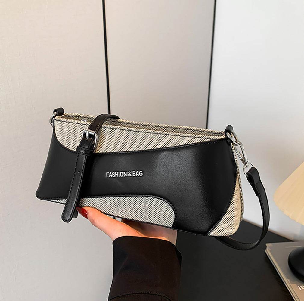 Black Solid One Handle Shoulder Bag