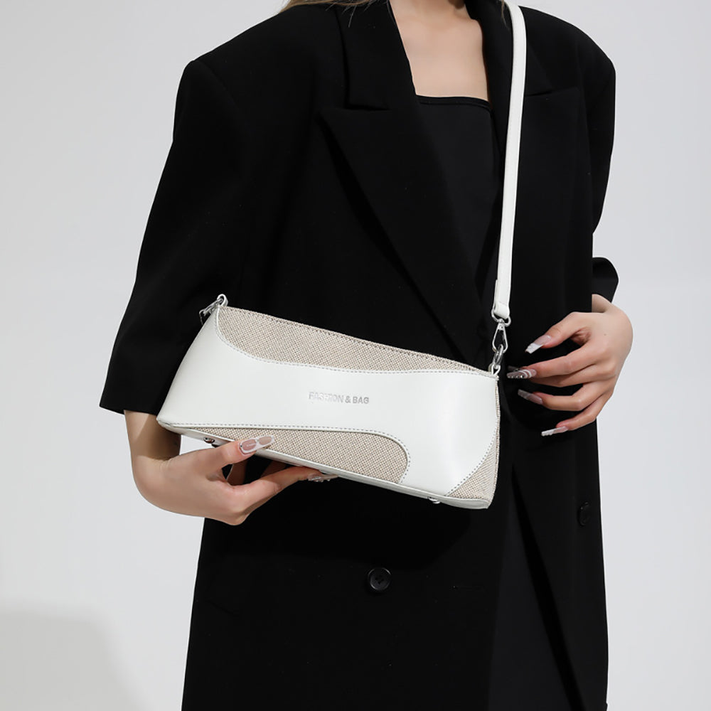 White Solid One Handle Shoulder Bag