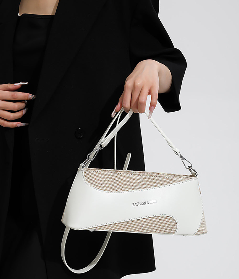 White Solid One Handle Shoulder Bag