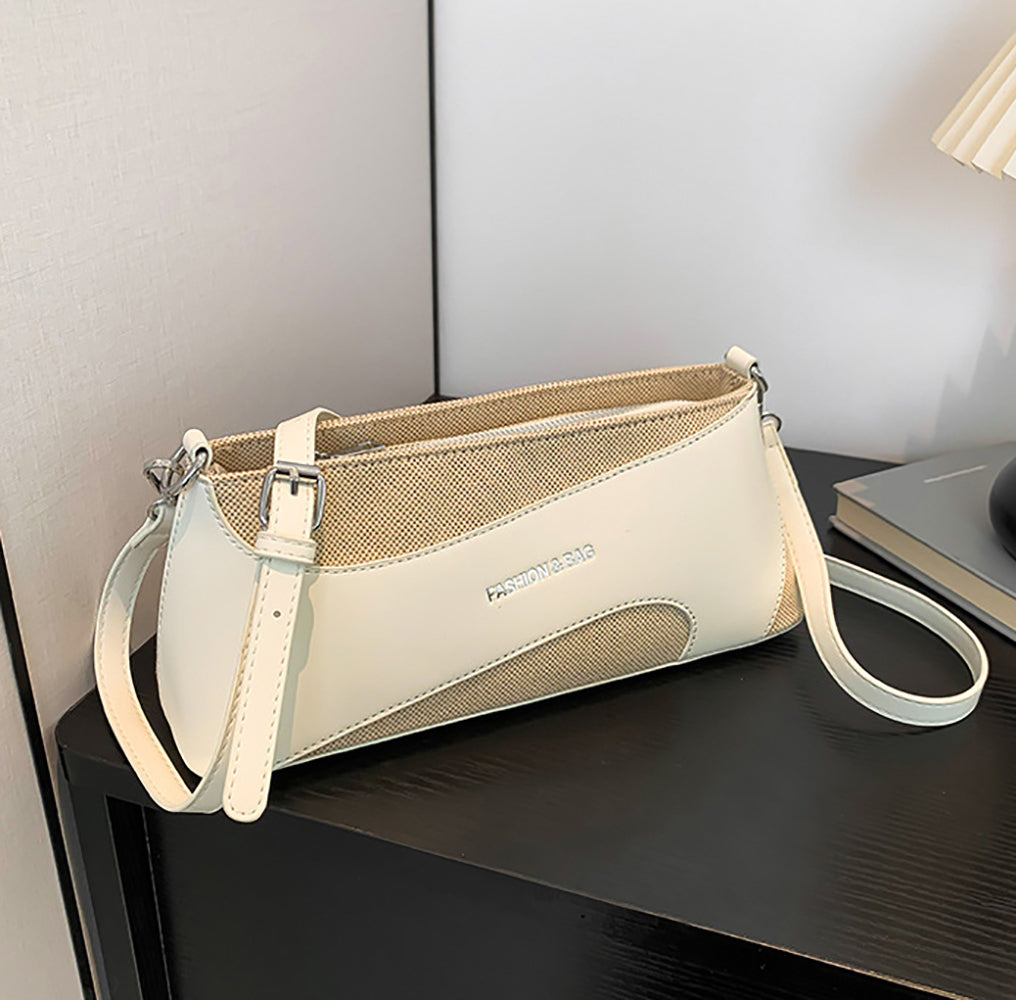 White Solid One Handle Shoulder Bag