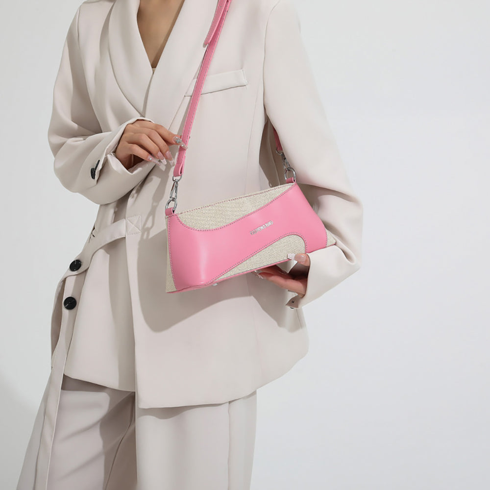 Pink Solid One Handle Shoulder Bag