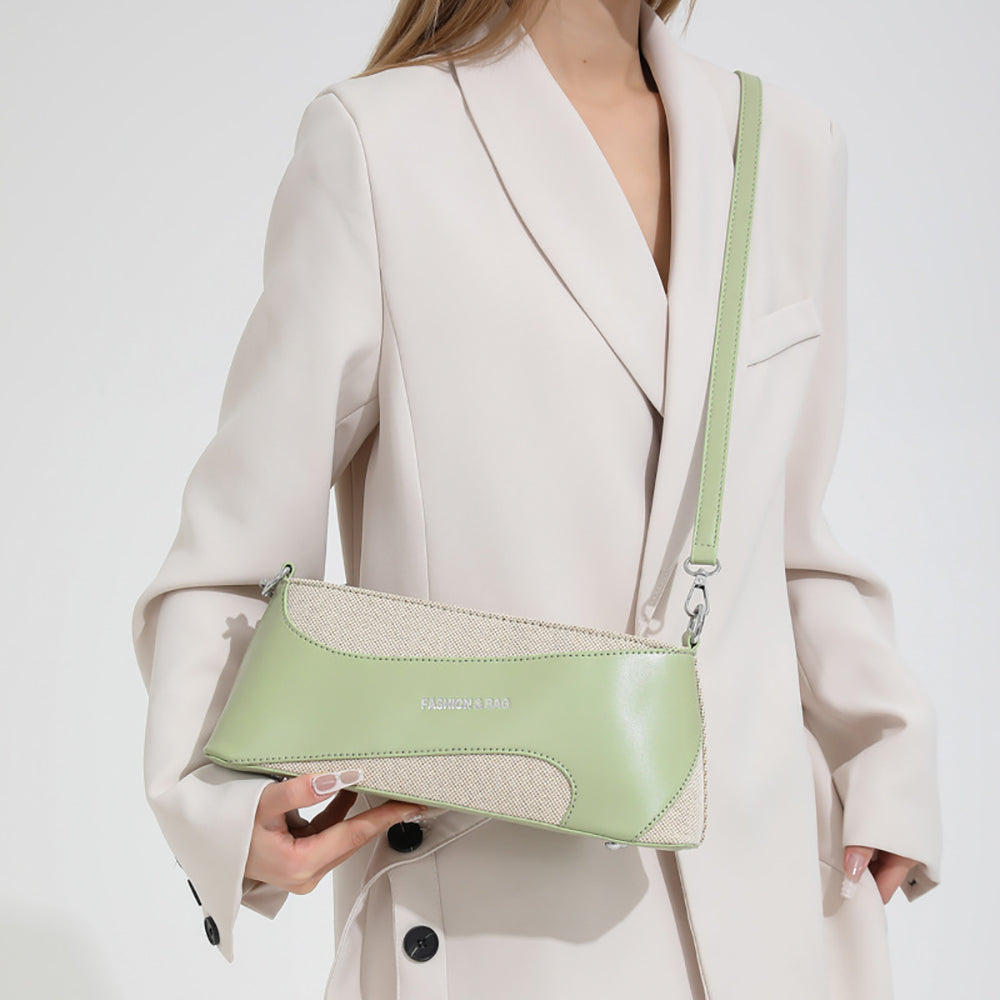 Green Solid One Handle Shoulder Bag