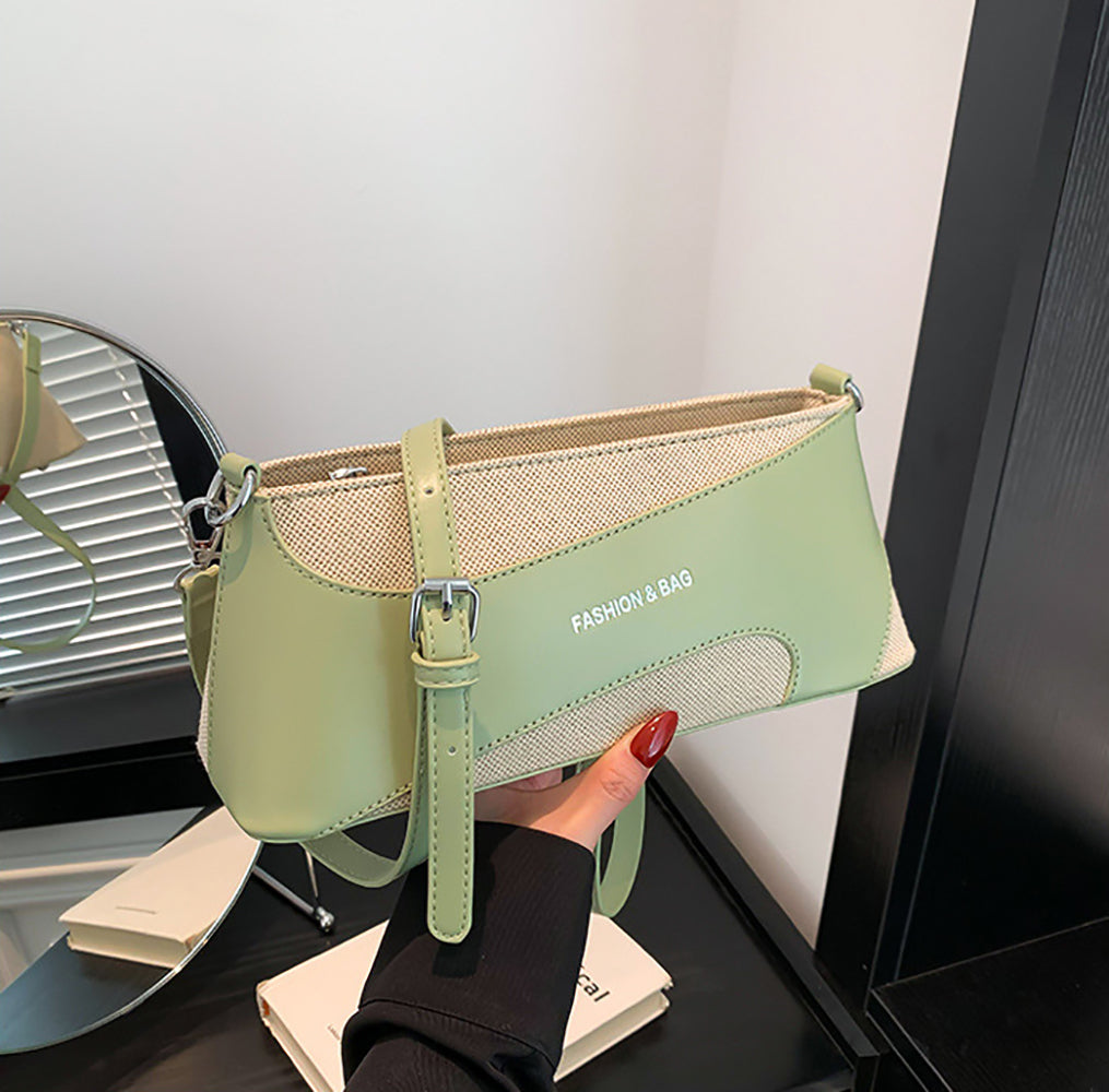 Green Solid One Handle Shoulder Bag