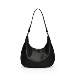 Black Solid One Handle Shoulder Bag