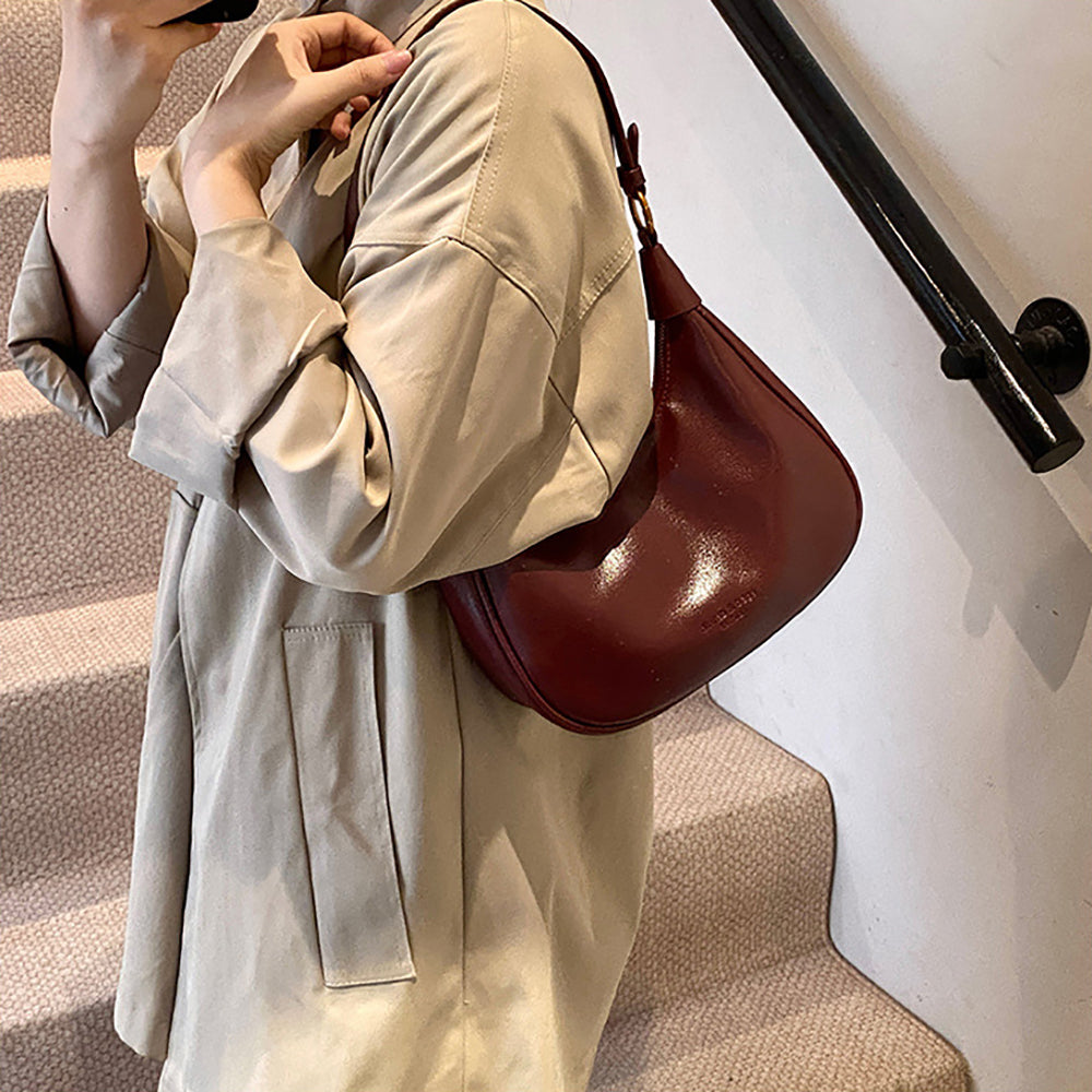 Maroon Solid One Handle Shoulder Bag