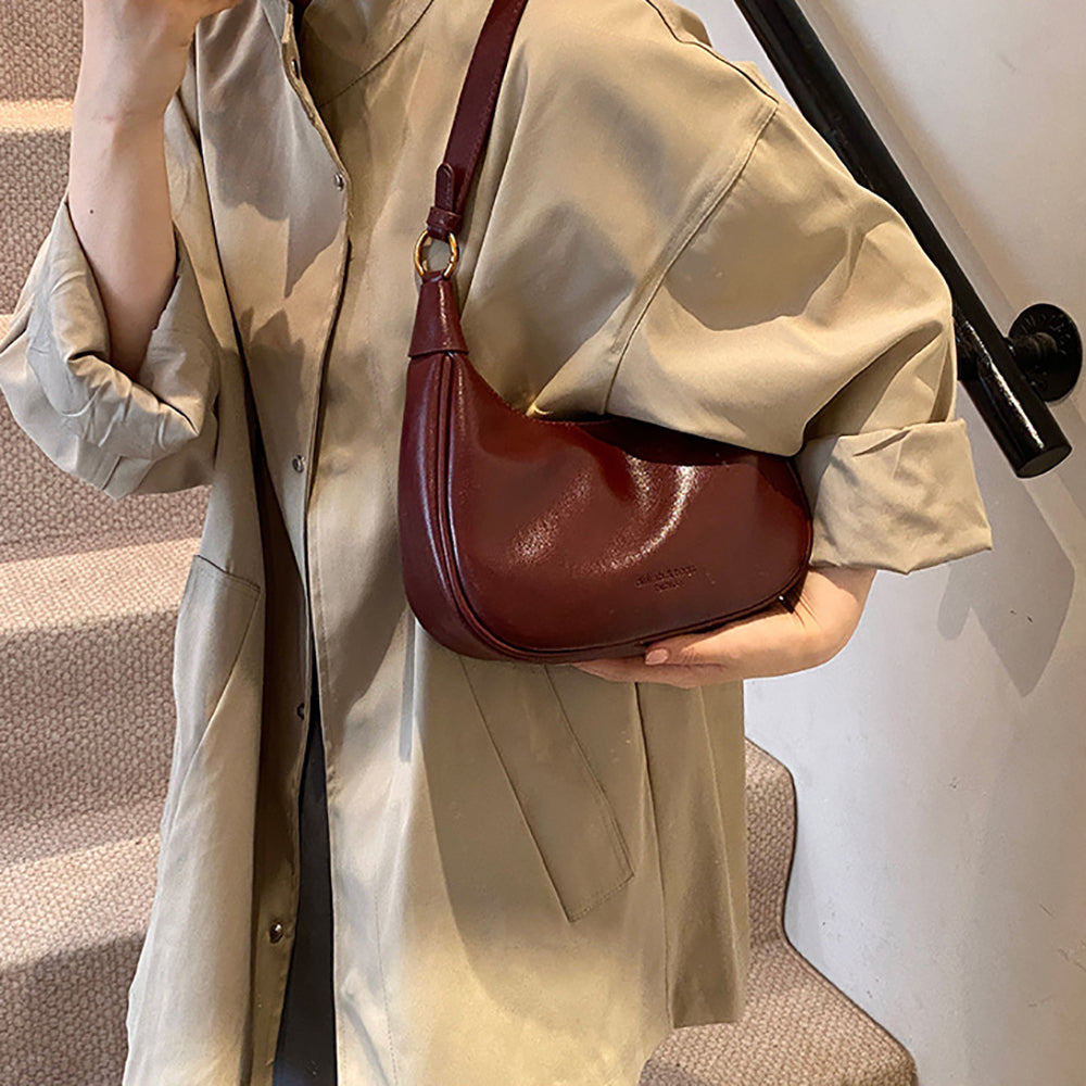 Maroon Solid One Handle Shoulder Bag