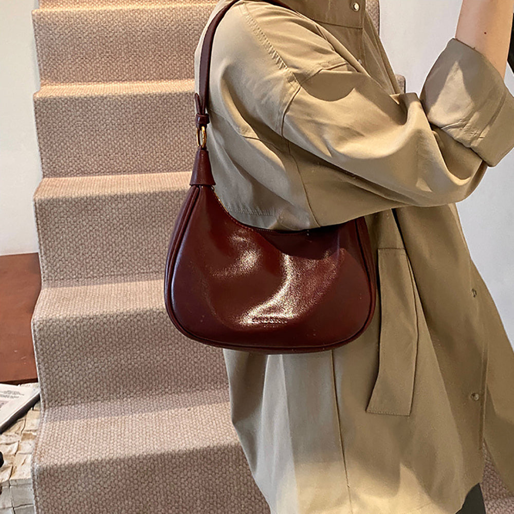Maroon Solid One Handle Shoulder Bag