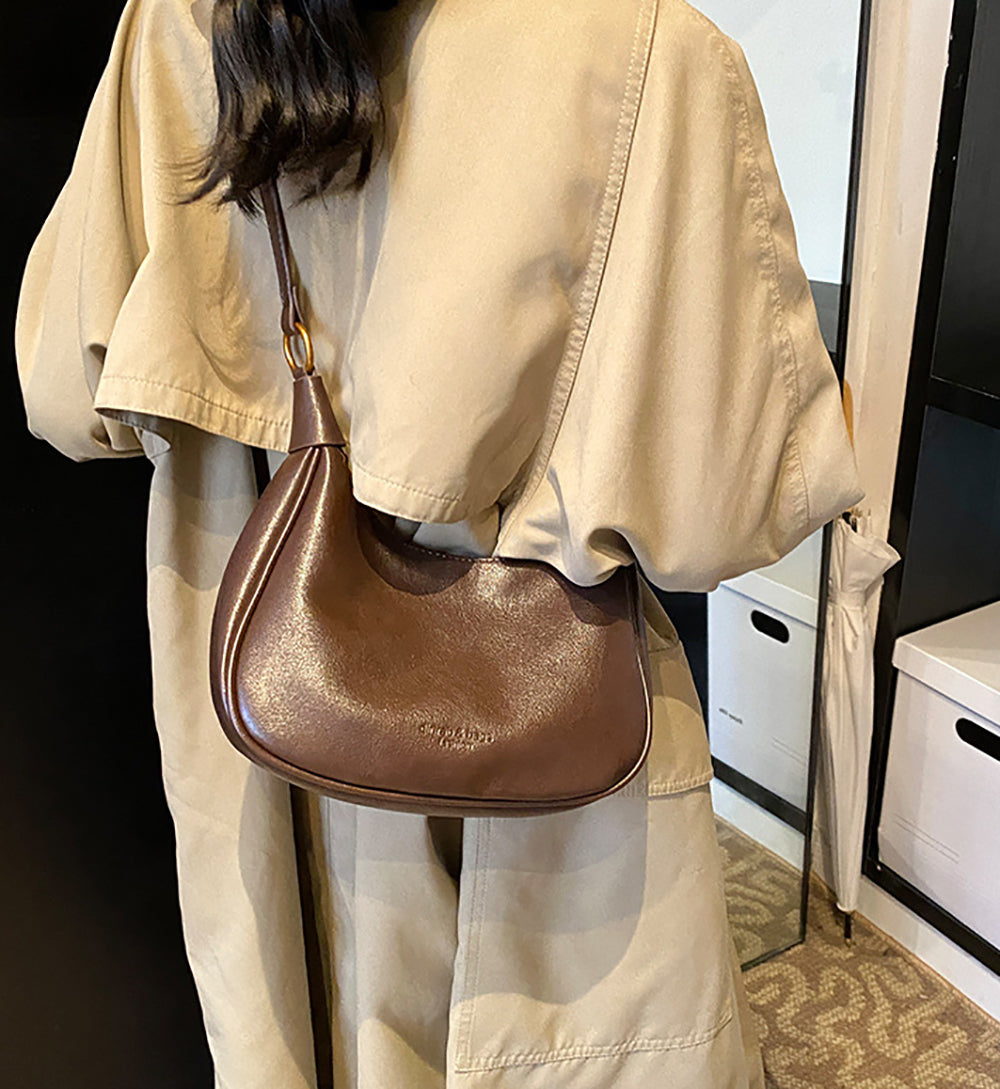 Brown Solid One Handle Shoulder Bag