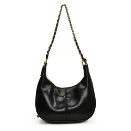 Black Solid One Handle Shoulder Bag