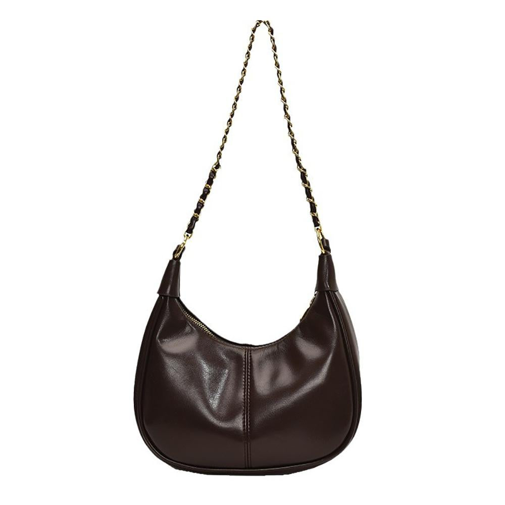 Coffee Solid One Handle Shoulder Bag