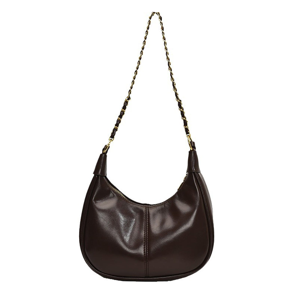Coffee Solid One Handle Shoulder Bag