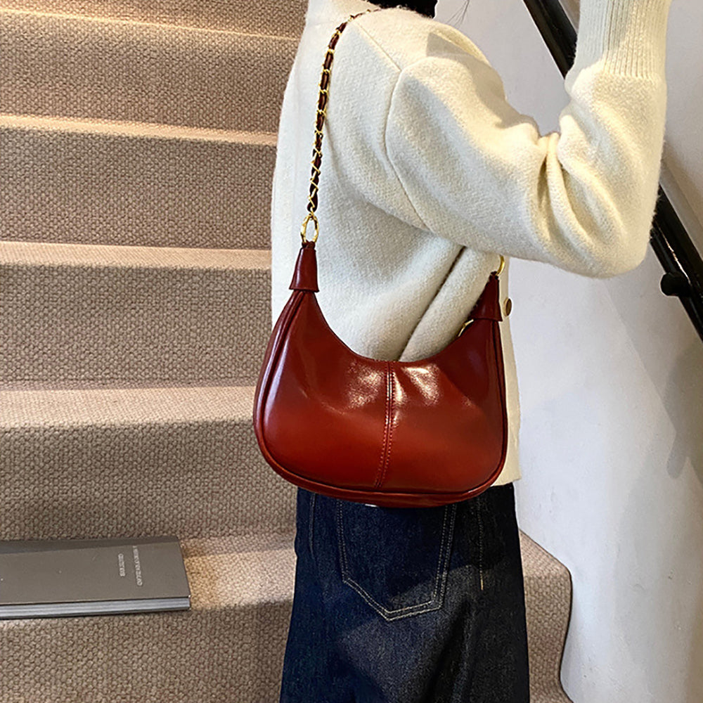 Maroon Solid One Handle Shoulder Bag