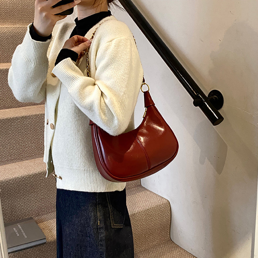 Maroon Solid One Handle Shoulder Bag