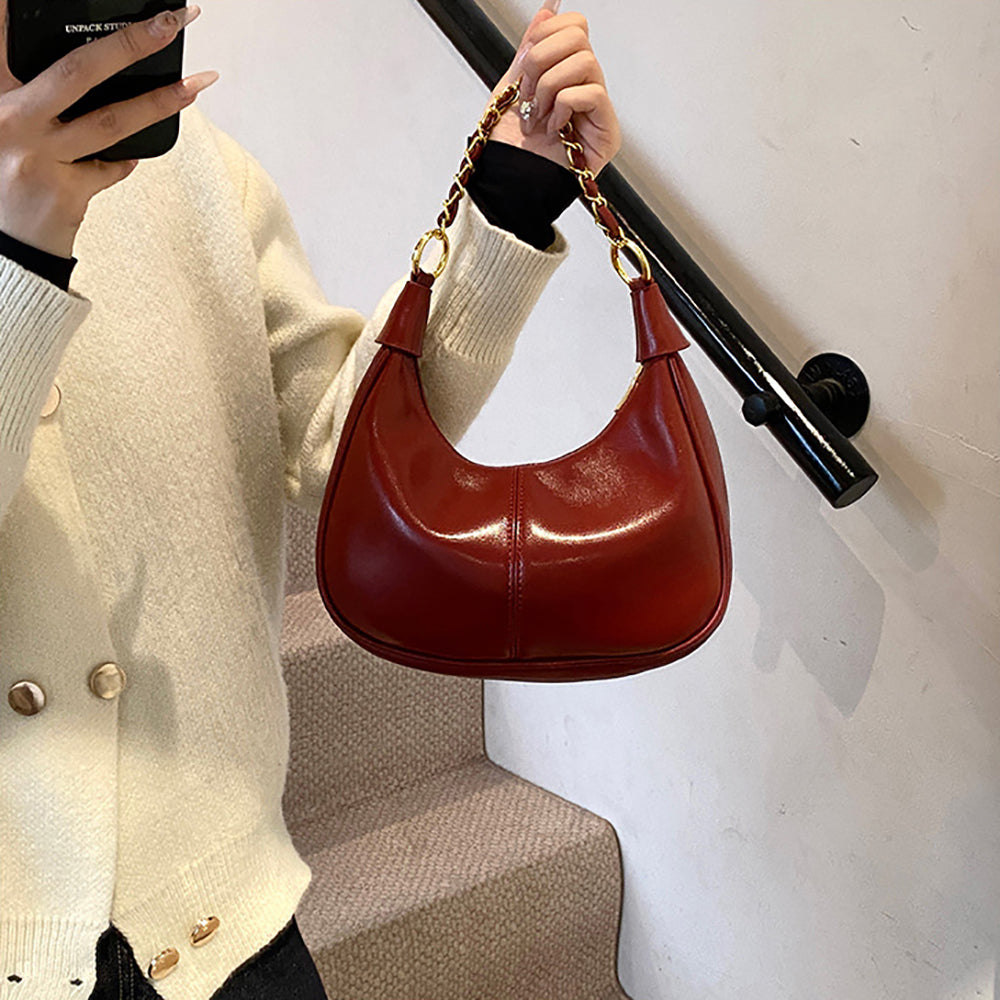 Maroon Solid One Handle Shoulder Bag