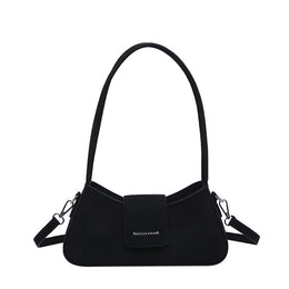 Black Solid Two Handles Shoulder Bag