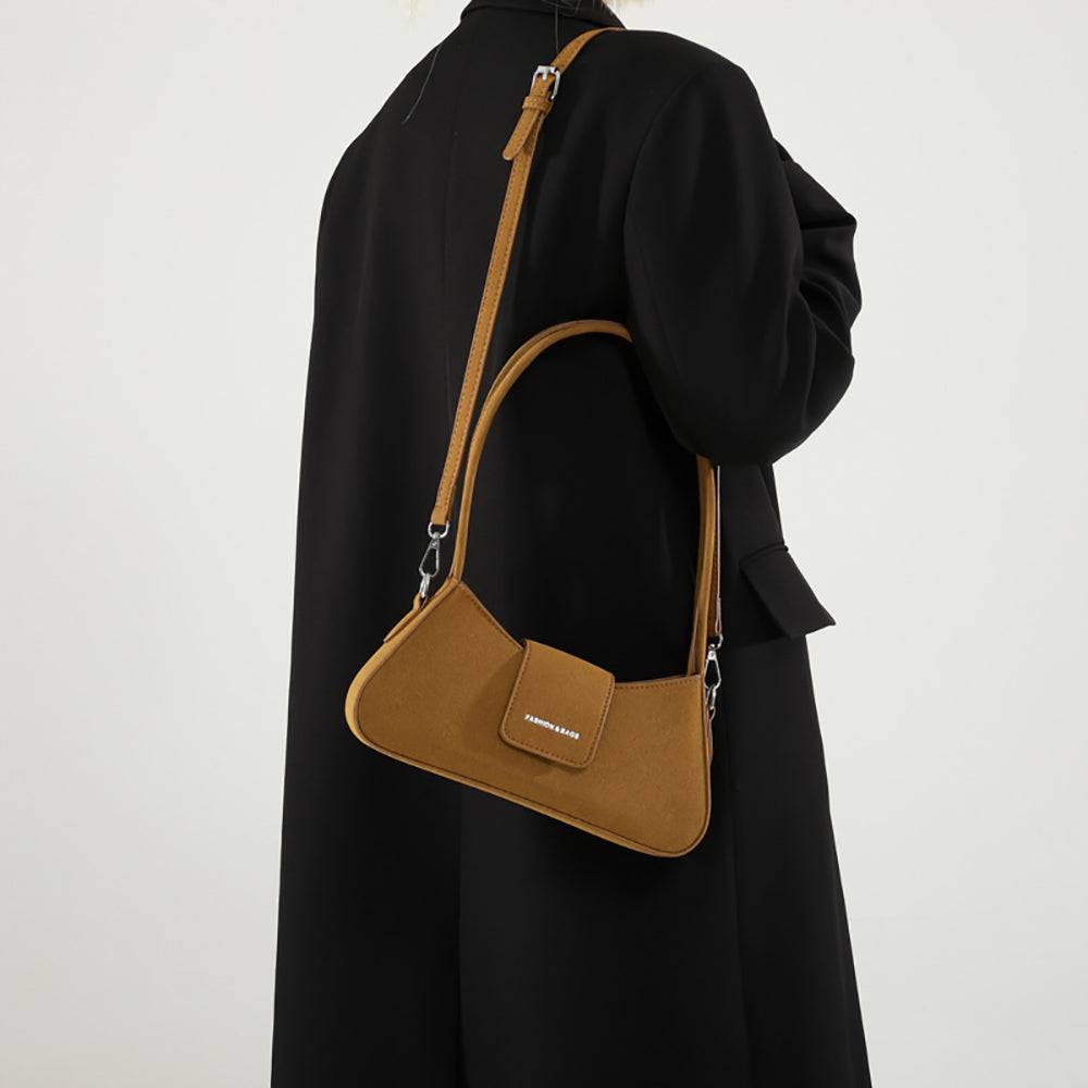 Brown Solid Two Handles Shoulder Bag