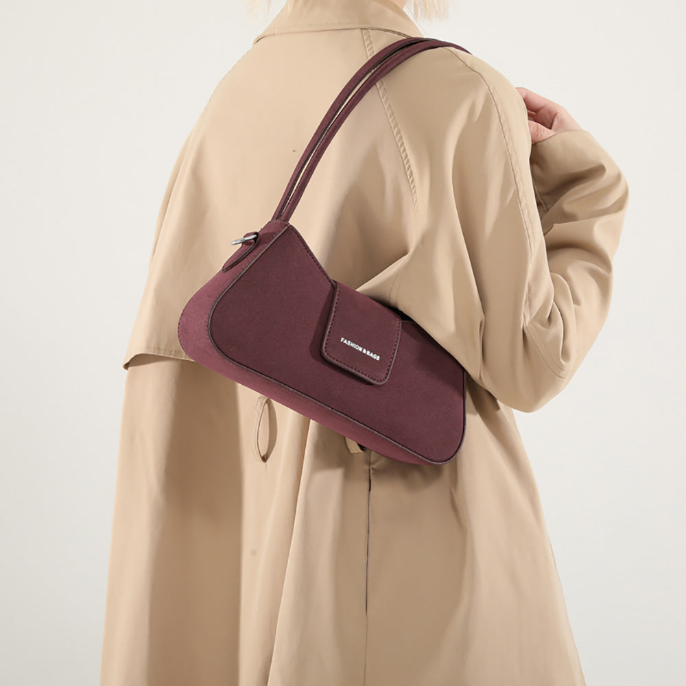 Maroon Solid Two Handles Shoulder Bag