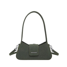 Green Solid Two Handles Shoulder Bag