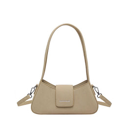 Khaki Solid Two Handles Shoulder Bag