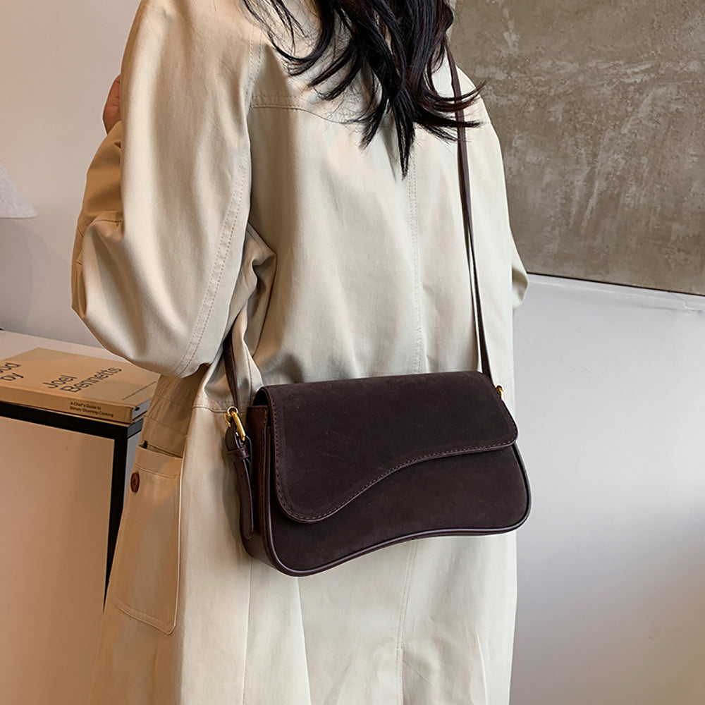 Coffee Solid One Handle Shoulder Bag