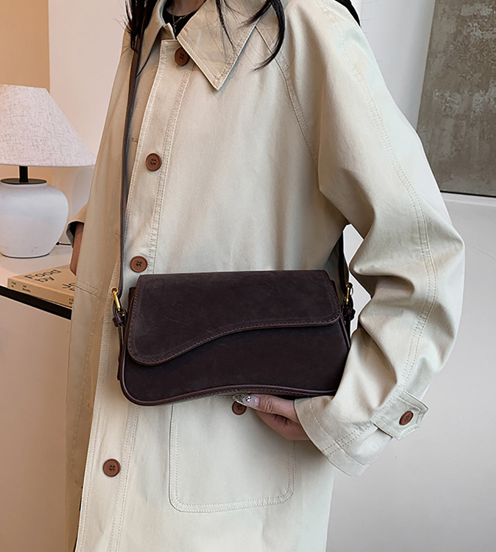 Coffee Solid One Handle Shoulder Bag