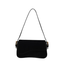 Black Solid One Handle Shoulder Bag