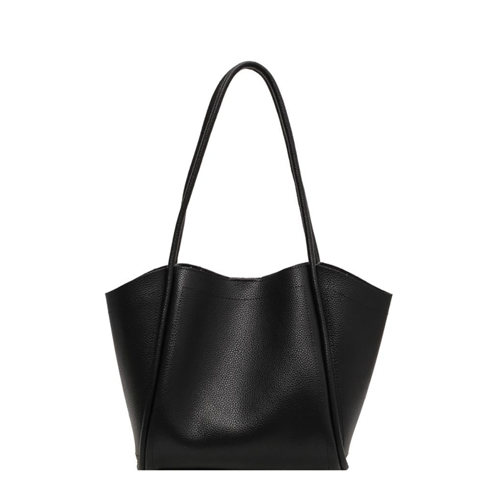 Black Solid One Handle Shoulder Bag