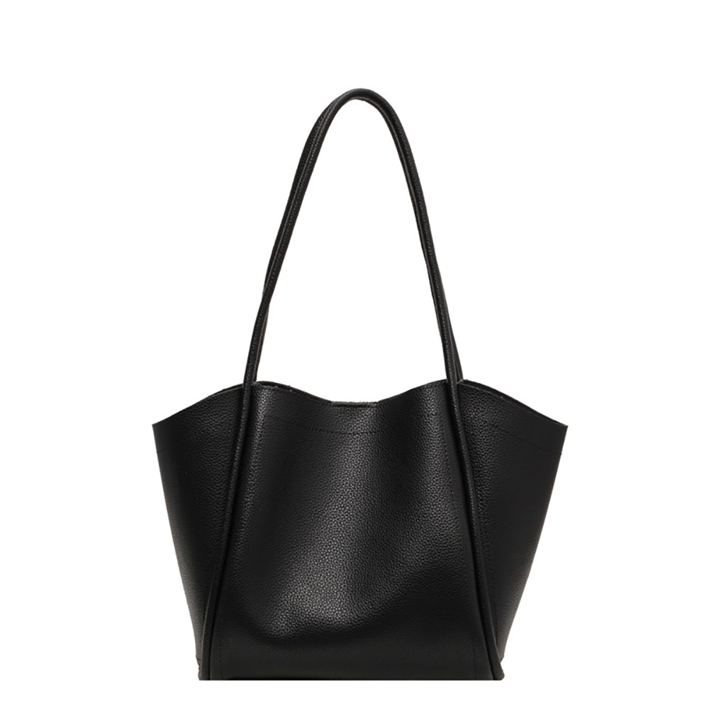 Black Solid One Handle Shoulder Bag