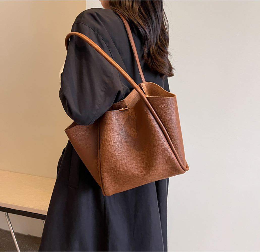 Brown Solid One Handle Shoulder Bag