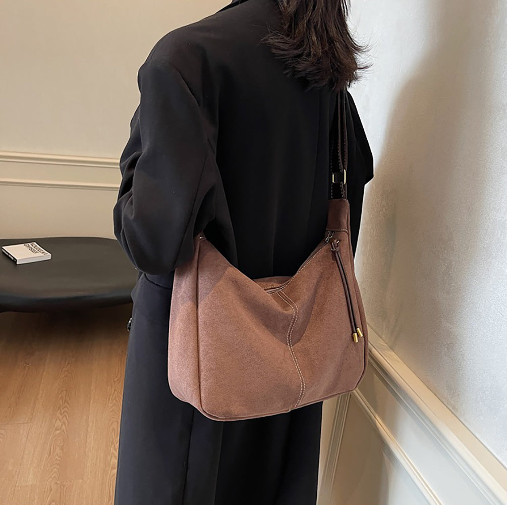 Suede Bucket Shoulder Bag