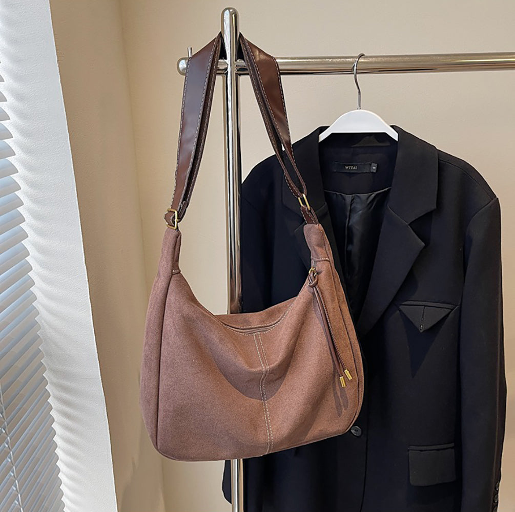 Suede Bucket Shoulder Bag