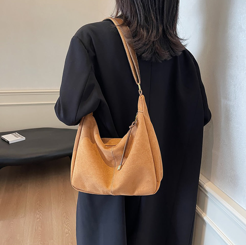Suede Bucket Shoulder Bag
