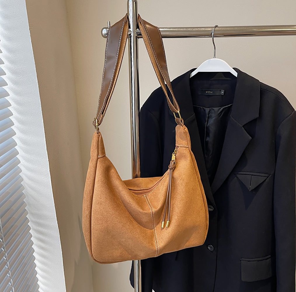 Suede Bucket Shoulder Bag