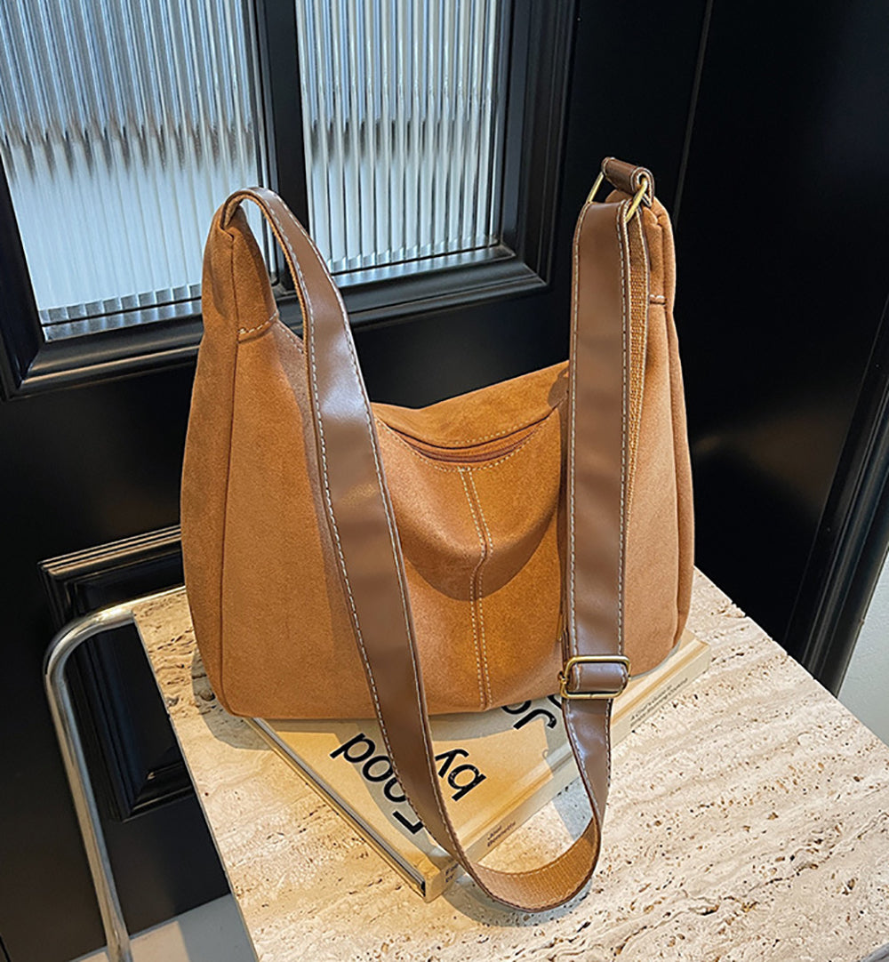 Suede Bucket Shoulder Bag