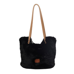 Black Solid One Handle Shoulder Bag