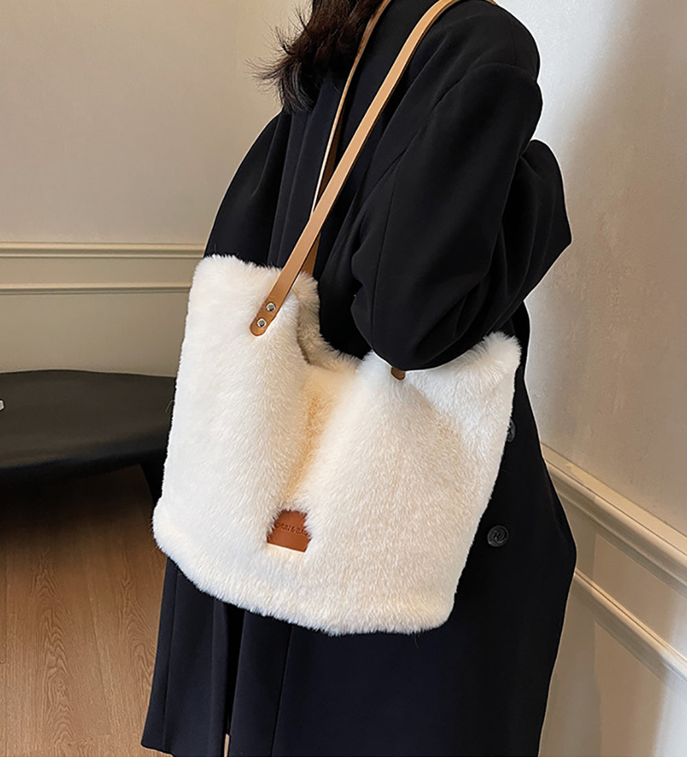 Off White Solid One Handle Shoulder Bag
