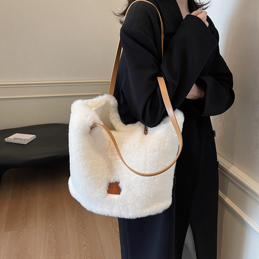 Off White Solid One Handle Shoulder Bag