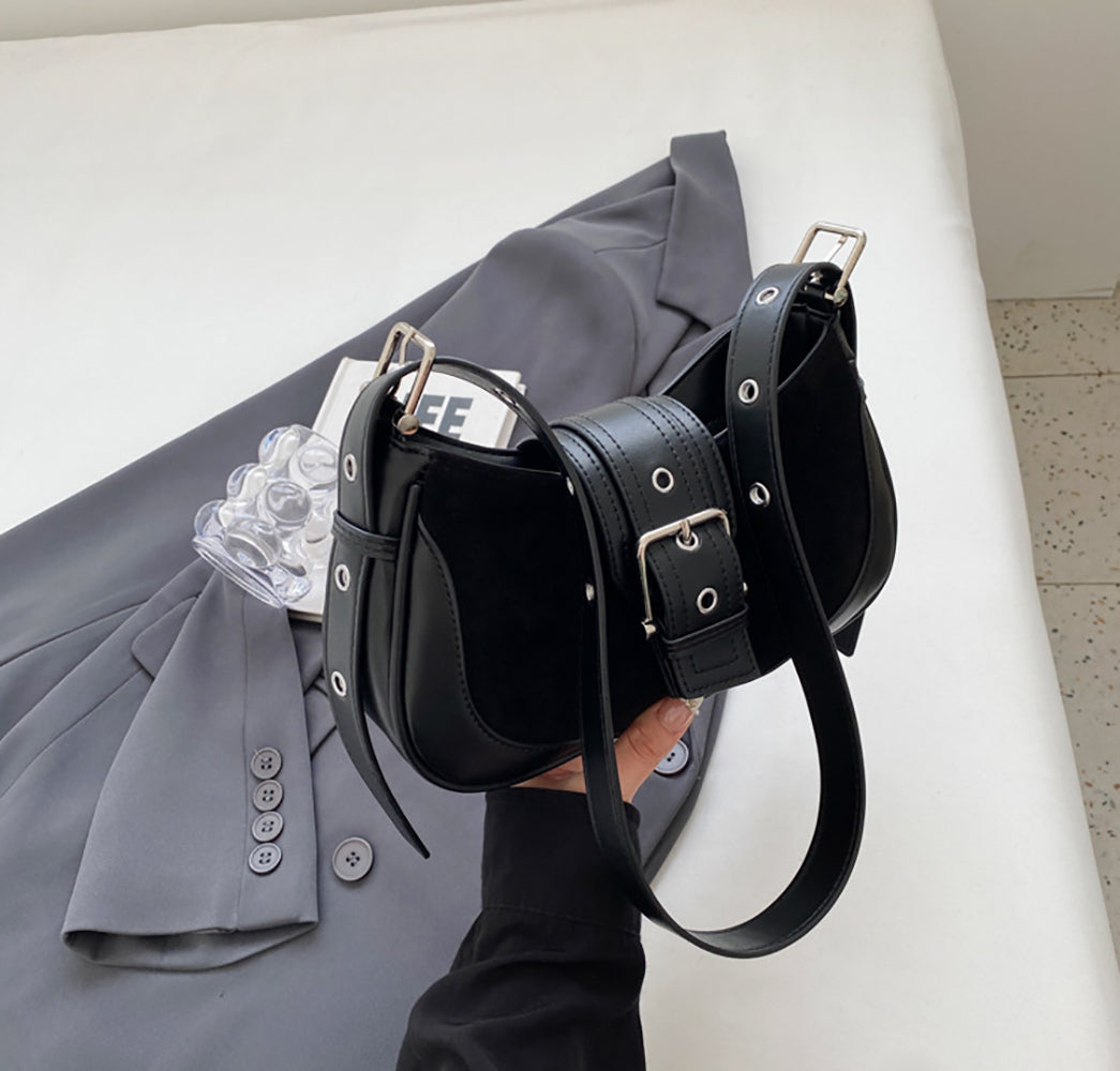 Women Solid Half Moon Sling Bag