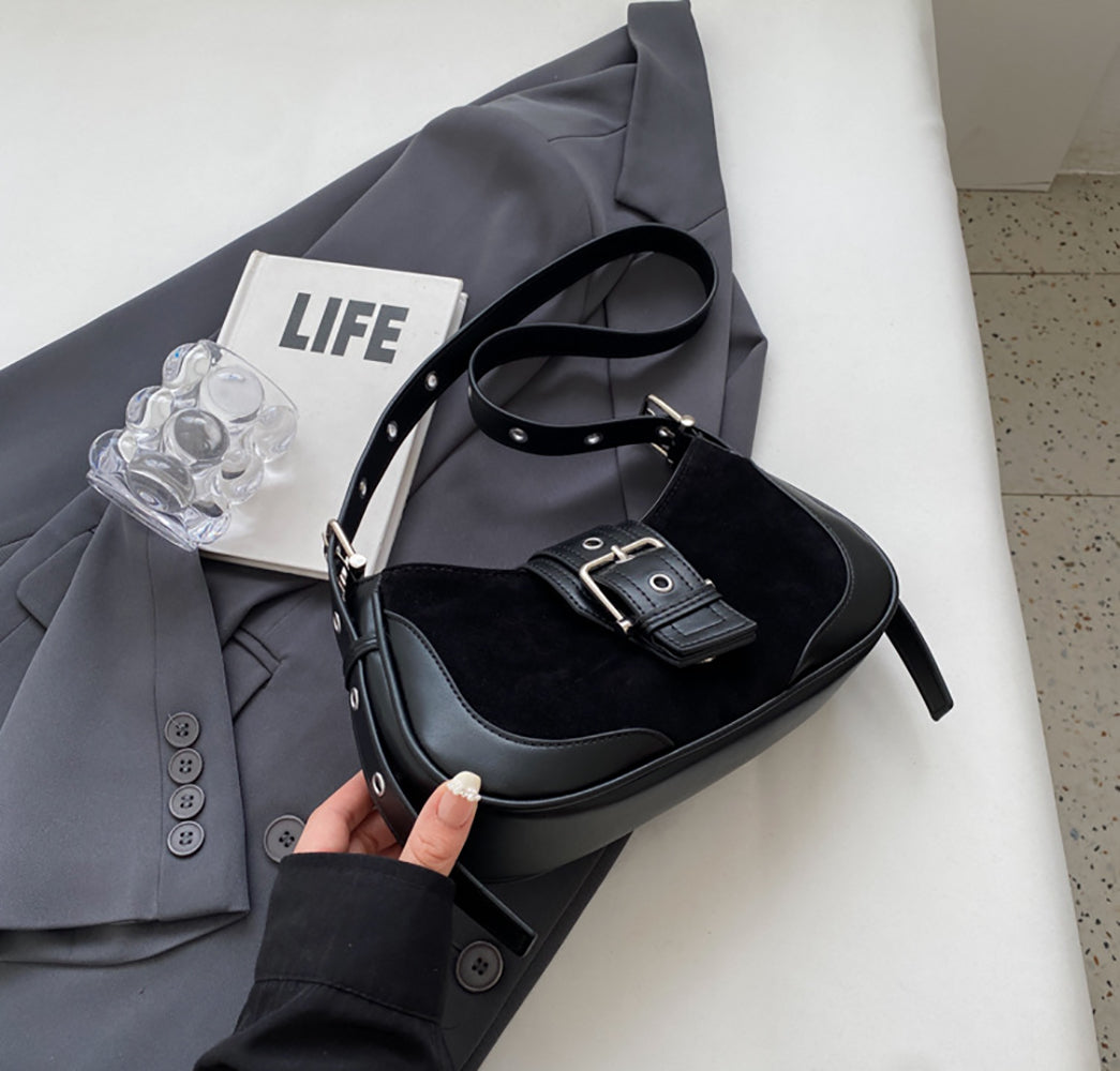 Women Solid Half Moon Sling Bag
