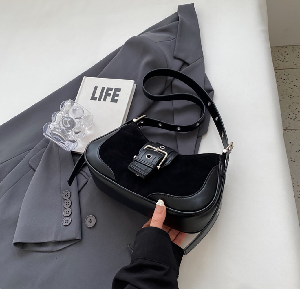 Women Solid Half Moon Sling Bag