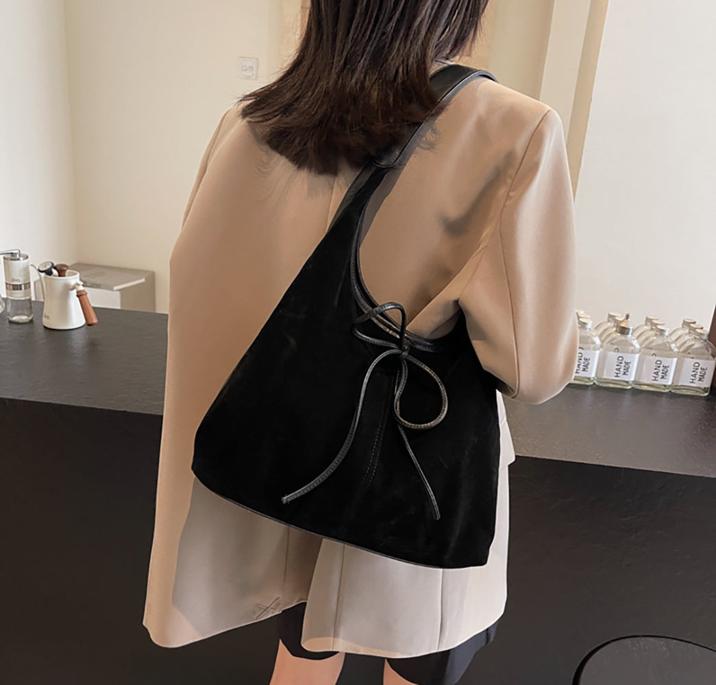 Suede Half Moon Shoulder Bag