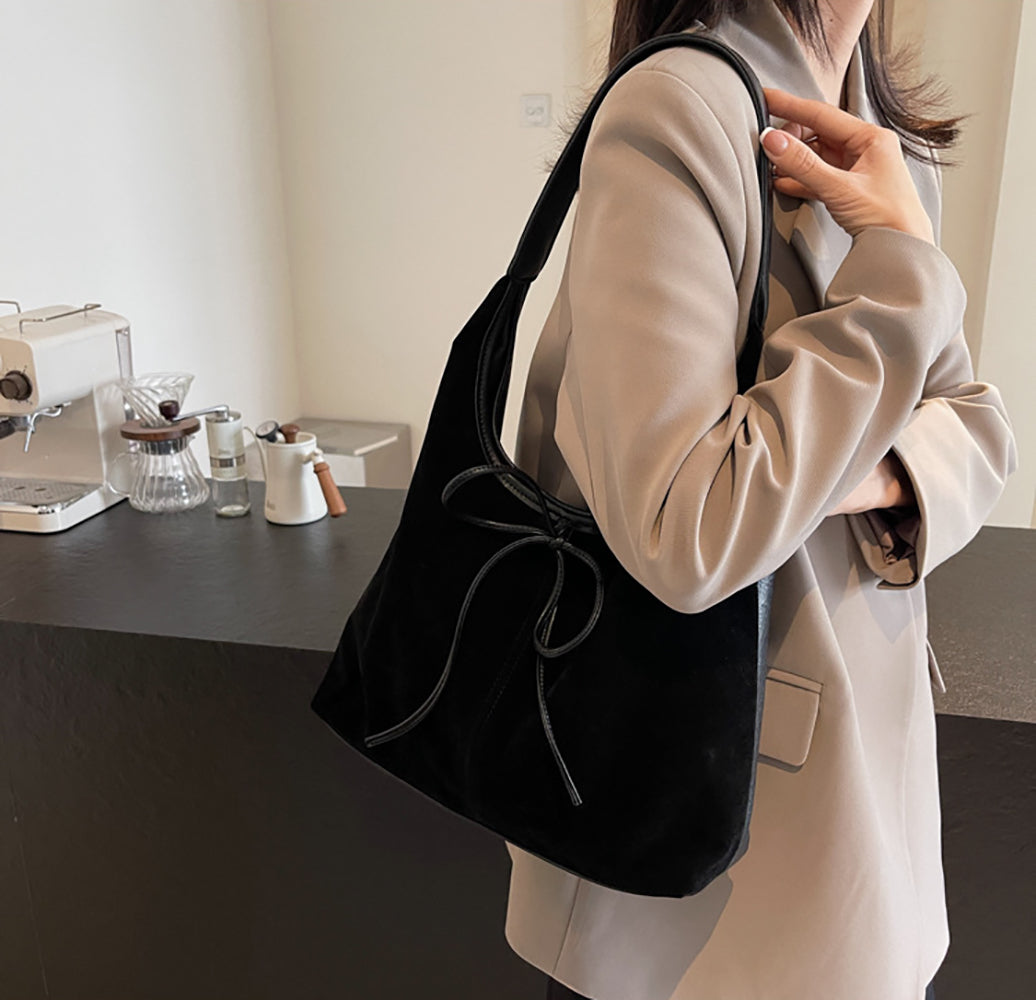 Suede Half Moon Shoulder Bag