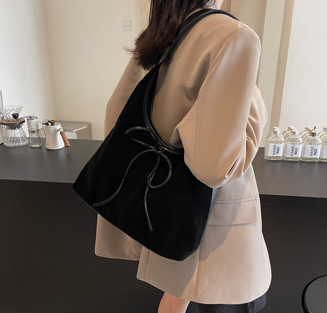Suede Half Moon Shoulder Bag