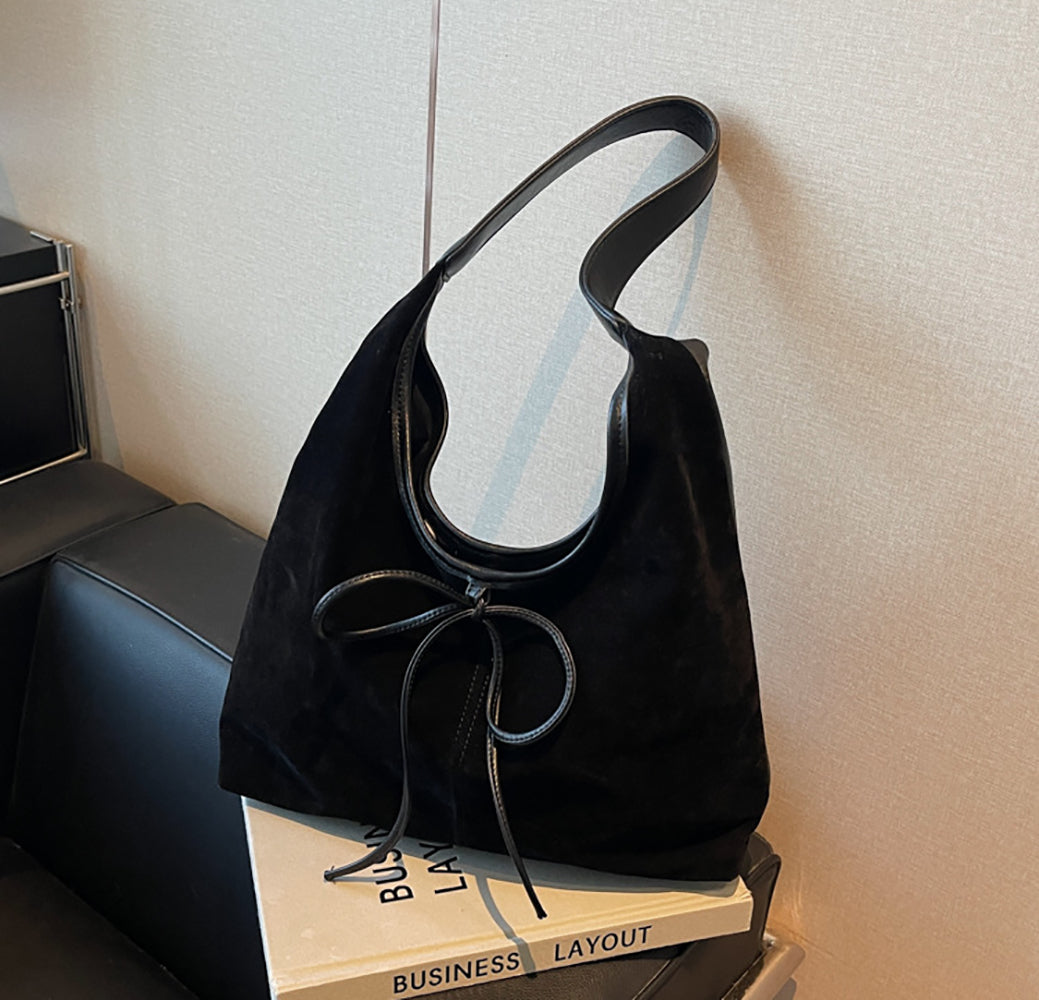 Suede Half Moon Shoulder Bag