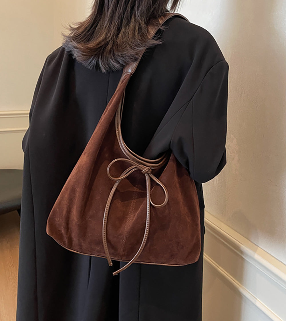 Suede Half Moon Shoulder Bag