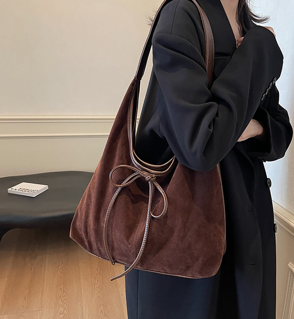 Suede Half Moon Shoulder Bag
