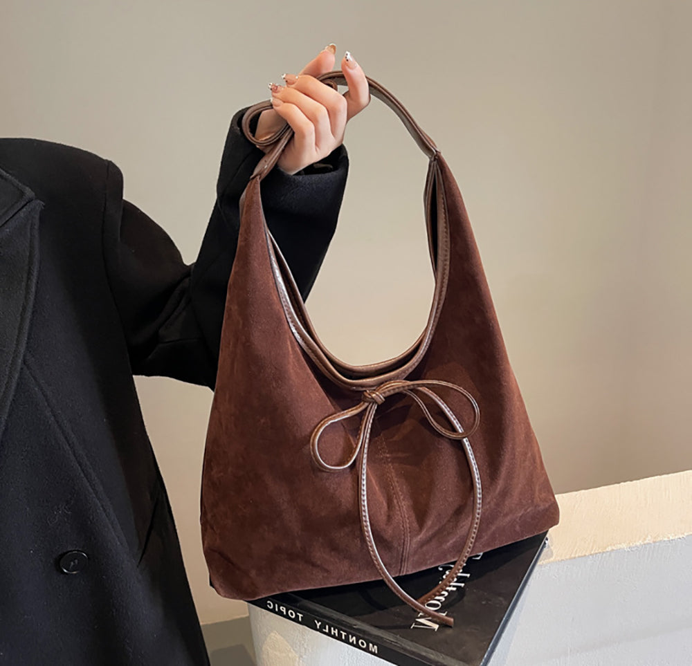 Suede Half Moon Shoulder Bag