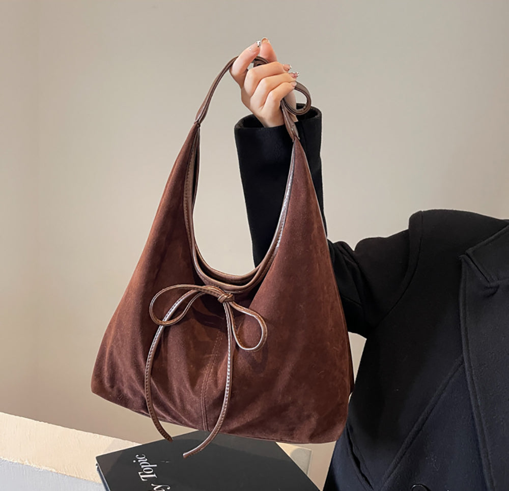 Suede Half Moon Shoulder Bag
